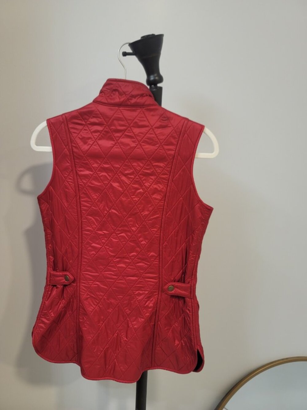 Barbour Wray Gilet Women’s Red Quilted Vest Fleece Lined Full Zip Size US-4 - Picture 4 of 8